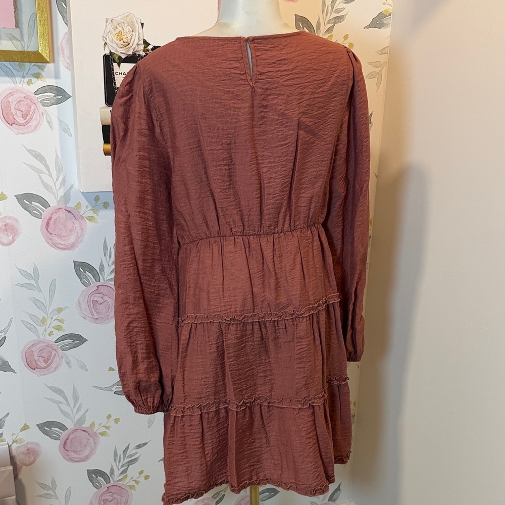 Fall Rust Long Sleeve Dress - Picture 3 of 4